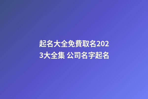 起名大全免費取名2023大全集 公司名字起名